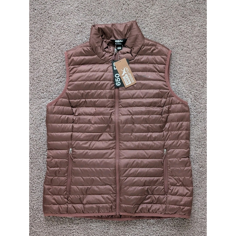 Eddie Bauer Puffer Vest Women's Large Microlight Down Plum 650 Fill NWT